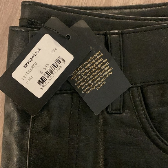 Maje Womens Perry Leather Straight Leg Flared Crop Pants US 0 Black FR 34 -Flaw- - Picture 5 of 16